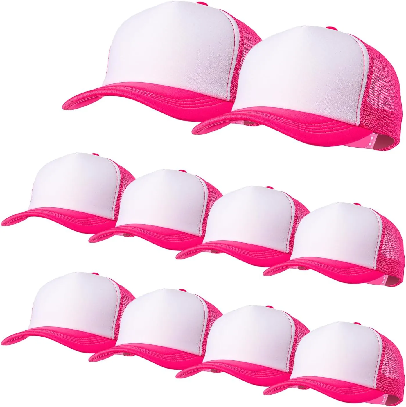 10 Pack of Blank Trucker Hat Bulk Mesh Cap Men and Women Baseball Cap DIY Graffiti Hot Stamping Duck Tongue Cap