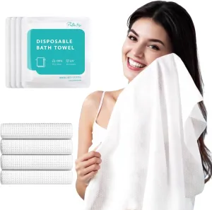 4 Pack Disposable Bath Towels Durable Large Portable Thicken Camping Towels for Travel Hotel Business Trip Swimming Pet Towels Sauna Spa Hot Spring Water Play 55''X27.5''