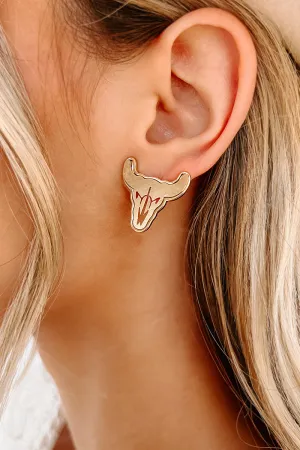 All Sorts Of Fun Bull Stud Earrings (Gold)