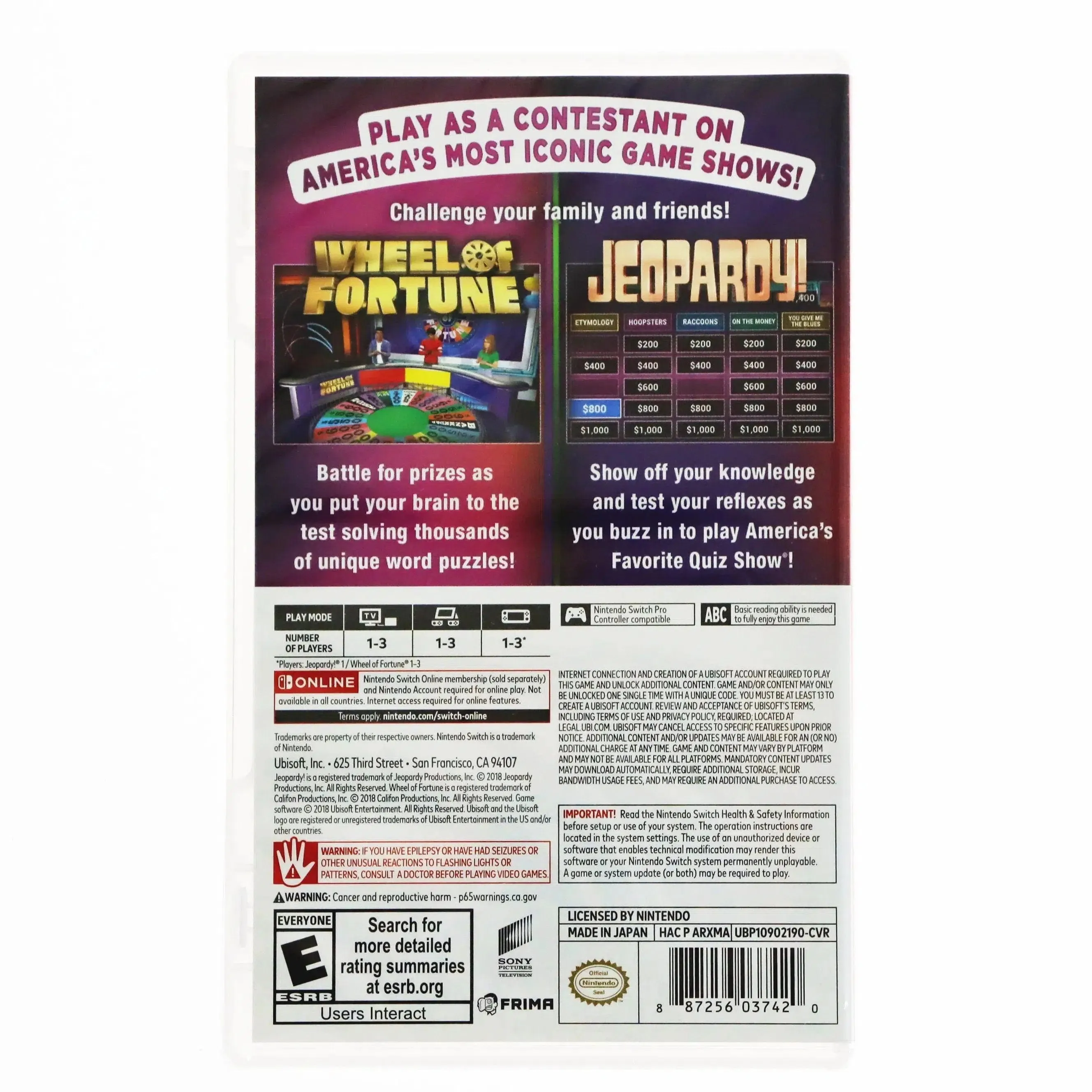 America's Greatest Game Shows: Wheel of Fortune & Jeopardy - Nintendo Switch