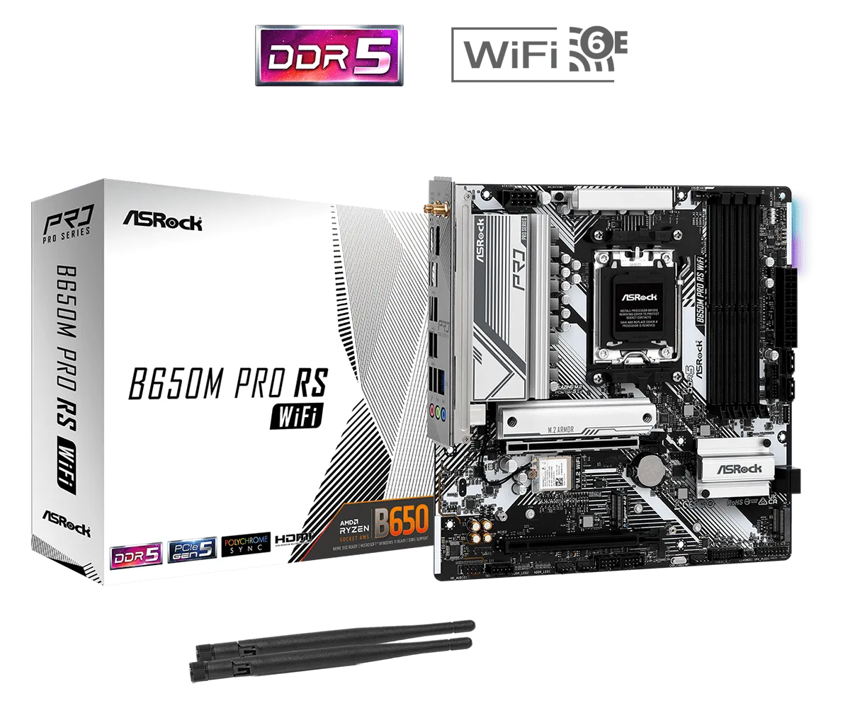 Asrock B650M PRO RS WIFI mATX AM5 Motherboard