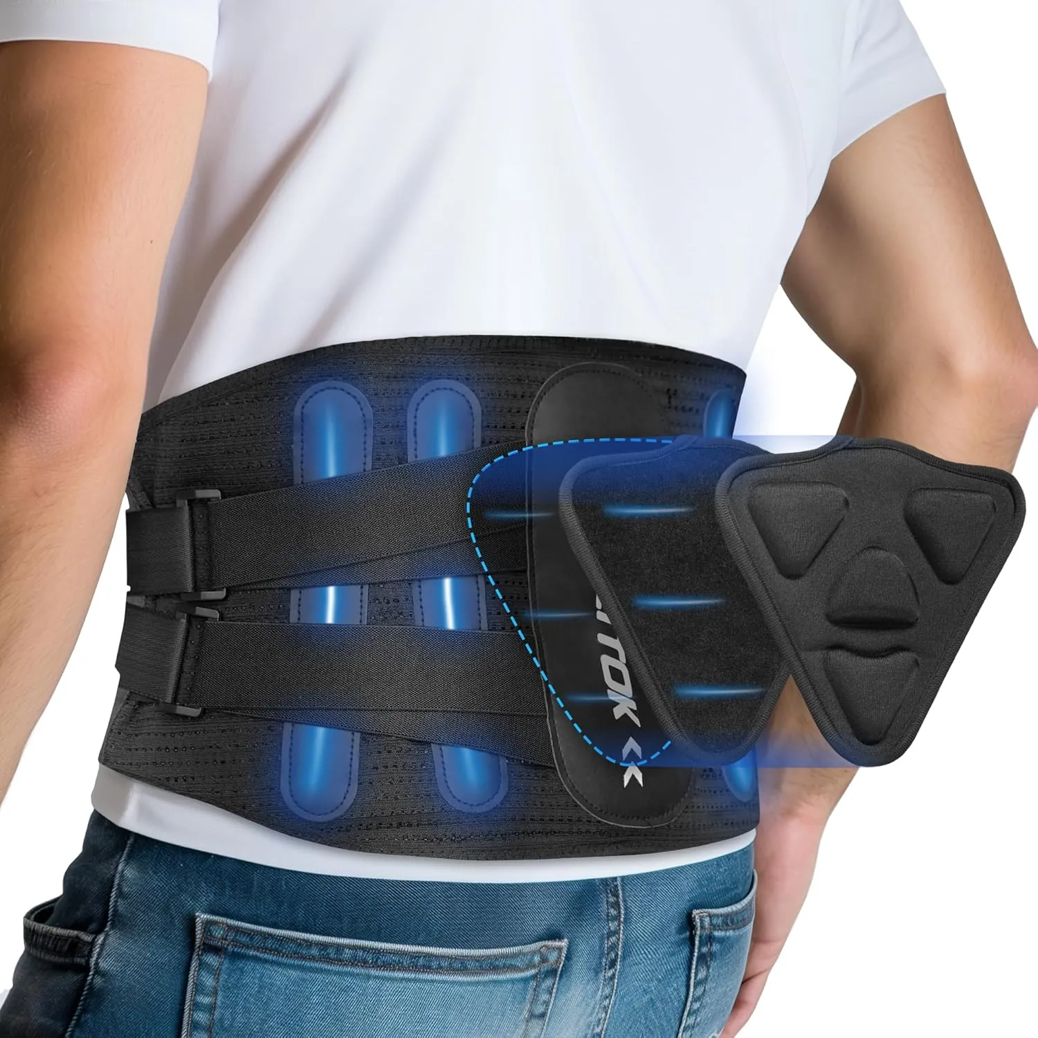Back Brace for Lower Back Pain Relief with Removable Pad, Lumbar Support for Sciatica, Herniated Disc, Scoliosis, Back Support Belt with 5 Stays, Soft Breathable Mesh, Anti-skid, For Men & Women (Large)