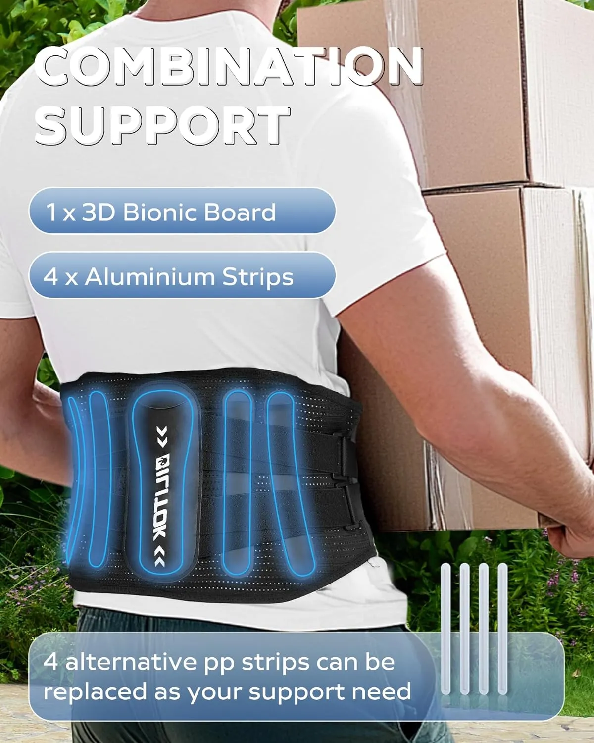 Back Brace for Lower Back Pain Relief with Removable Pad, Lumbar Support for Sciatica, Herniated Disc, Scoliosis, Back Support Belt with 5 Stays, Soft Breathable Mesh, Anti-skid, For Men & Women (Large)