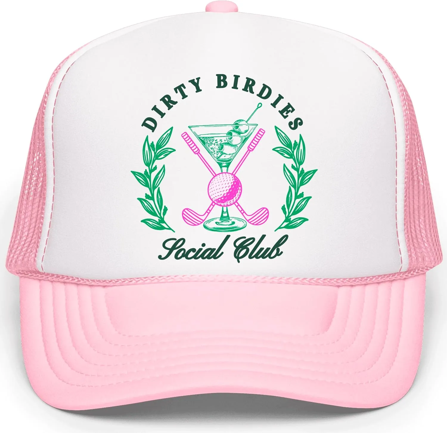 Dirty Birdies Social Club Funny Golf Women's Classic 5 Panel Mesh Snap Back Trucker Hat