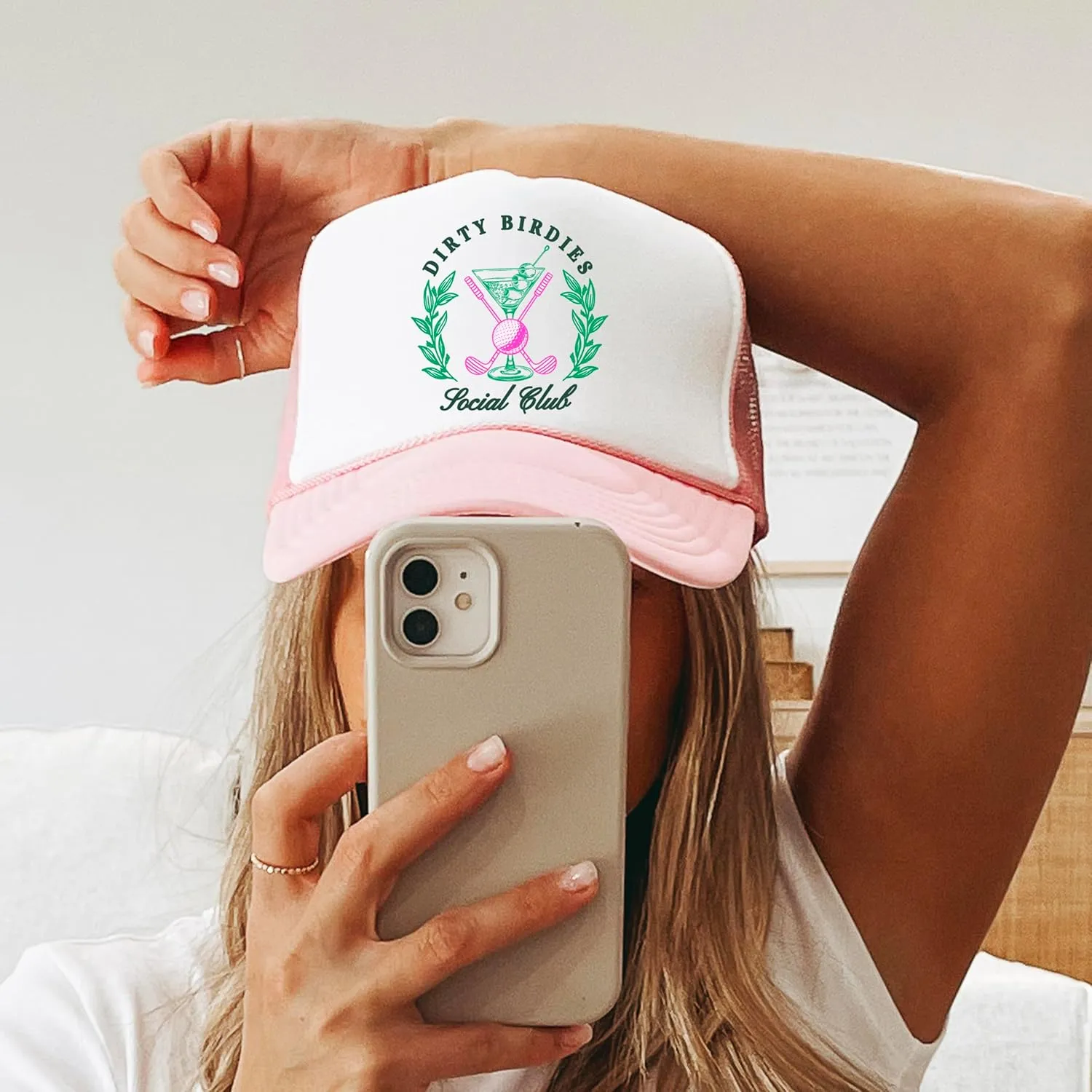 Dirty Birdies Social Club Funny Golf Women's Classic 5 Panel Mesh Snap Back Trucker Hat
