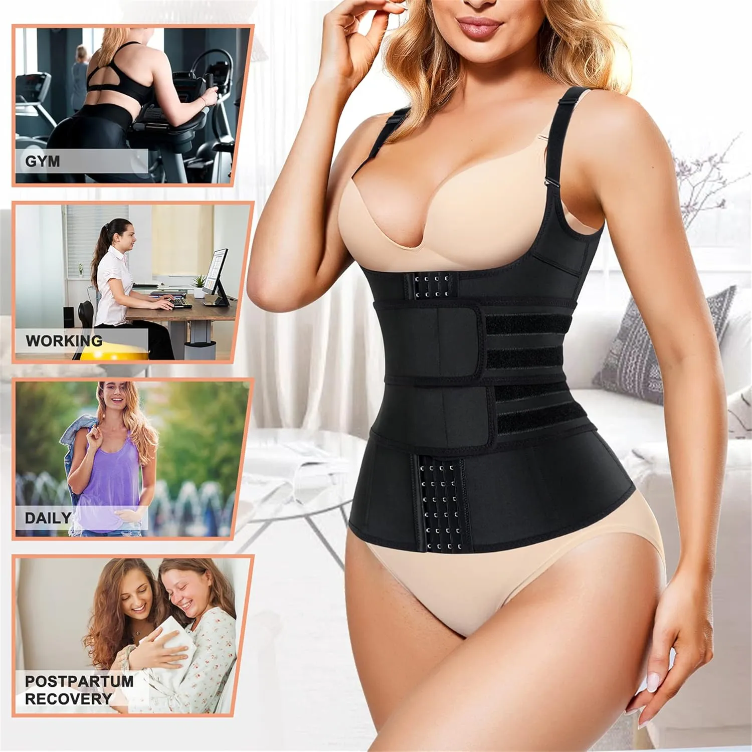 Eleady Waist Trainer Vest for Women Underbust Corset Cincher Tummy Control Body Shaper Sport Girdle with Adjustable Belt