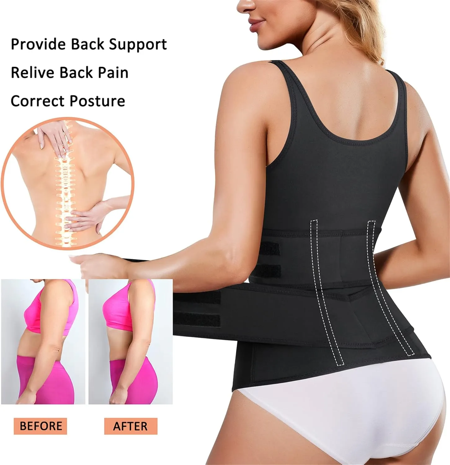 Eleady Waist Trainer Vest for Women Underbust Corset Cincher Tummy Control Body Shaper Sport Girdle with Adjustable Belt