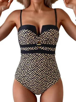 Eomenie Women's Push Up Wrap Front Swimsuit One Piece Tummy Control Bathing Suits Bandeau Support Slimming Swimwear