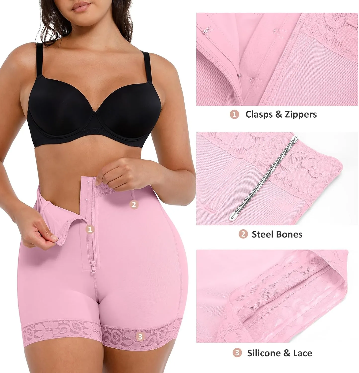 FeelinGirl Body Shaper for Women Butt Lifting Shapewear Tummy Control Panties with Hook Zipper Closure