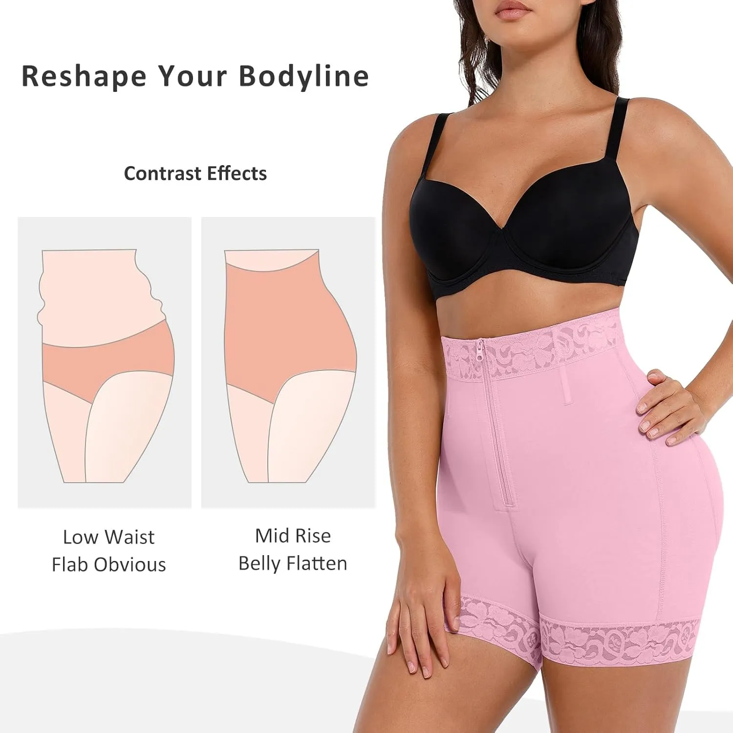 FeelinGirl Body Shaper for Women Butt Lifting Shapewear Tummy Control Panties with Hook Zipper Closure