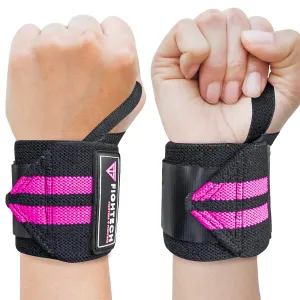 FIGHTECH Wrist Wraps for WeightLifting | 18 inch Professional Grade Lifting Wrist Wraps | Best for Powerlifting Competition, Strength Training, Bodybuilding (Pink, 18 Inch)