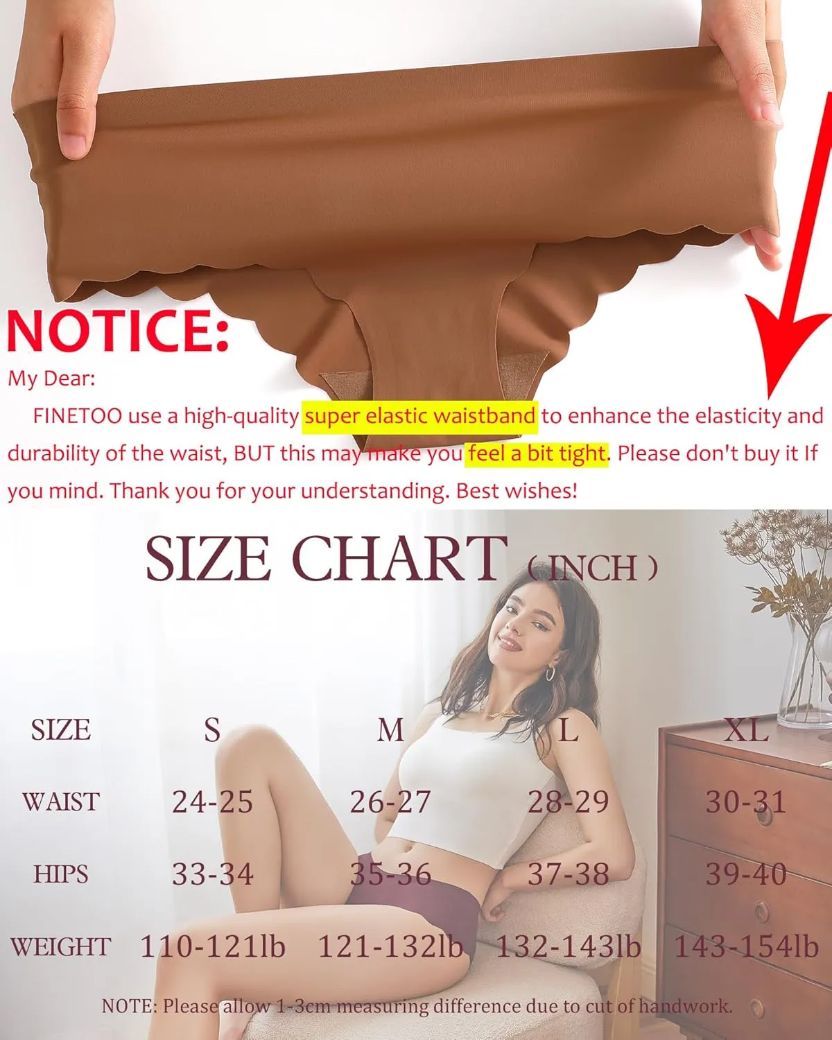 FINETOO 6 pack Seamless Underwear for Women Sexy Low Rise Hipster Wave Edge No Show Bikini Panties Womens Cheeky S-XL