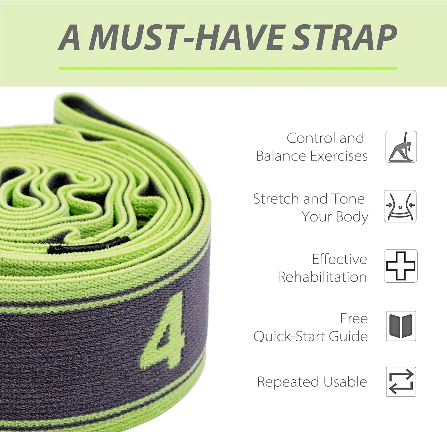 Fitter's Niche Soft High Elastic Stretching Band for Indoor Exercise Warm up Rehab Physical Therapy Recovery Flexibility Hamstring with E - book