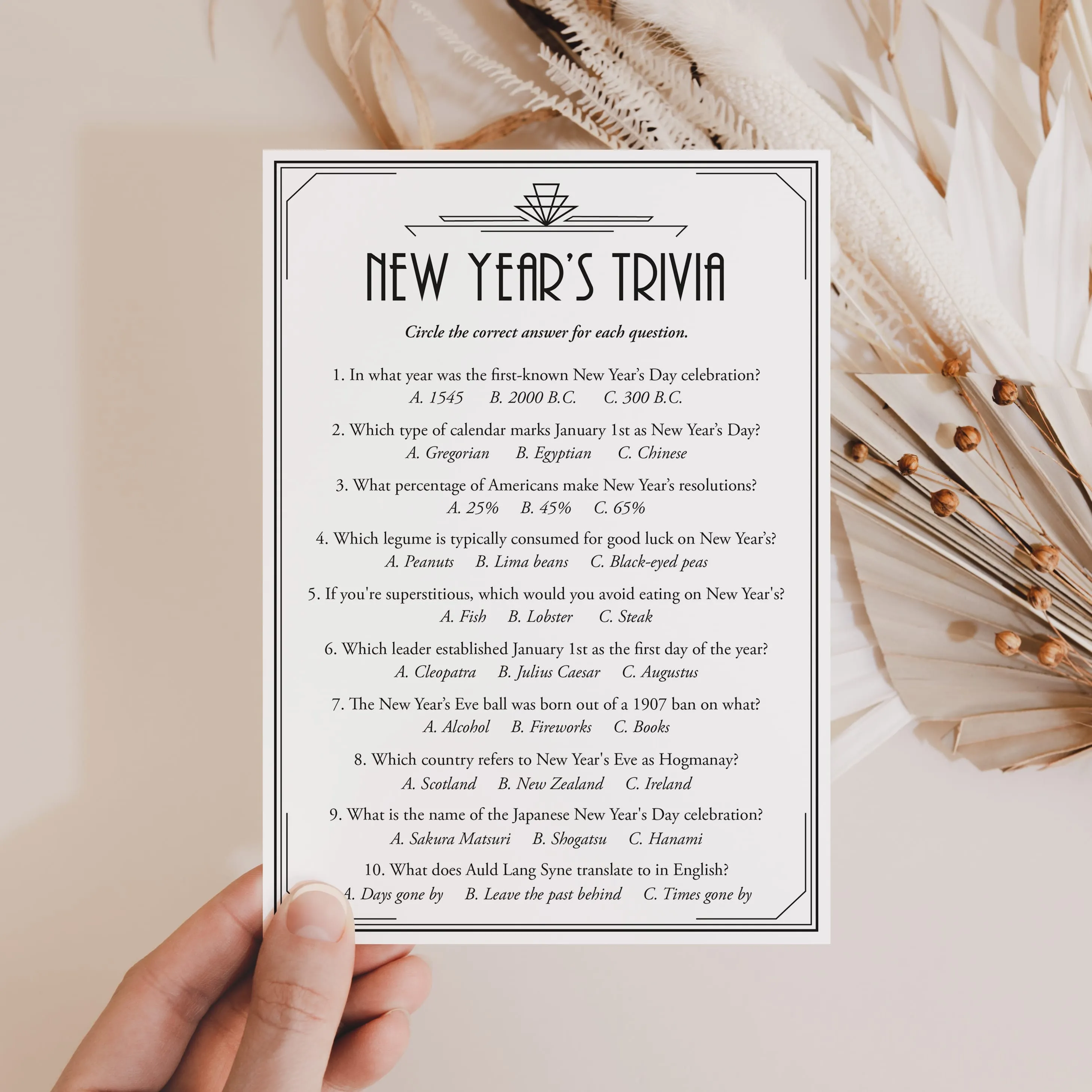 Gatsby New Year's Eve Party Games and Activities Bundle Printable