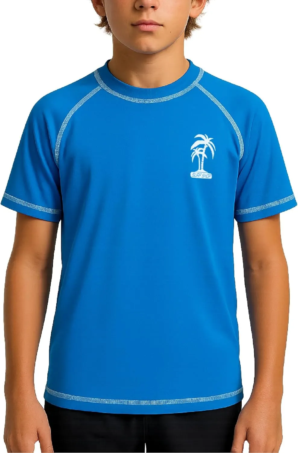 iXtreme Boys Rash Guard - UPF50  Short Sleeve Swim Shirts for Boys - Quick Dry Swimwear for Infant Toddler & Big Boy (12M-18)