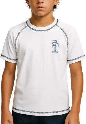 iXtreme Boys Rash Guard - UPF50  Short Sleeve Swim Shirts for Boys - Quick Dry Swimwear for Infant Toddler & Big Boy (12M-18)