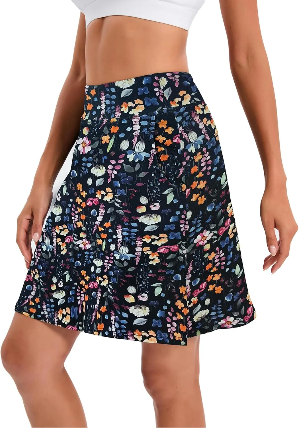 Jhsnjnr Women's Tennis Skirt Casual Knee Length Golf Skirts with Pockets Workout Athletic Skort