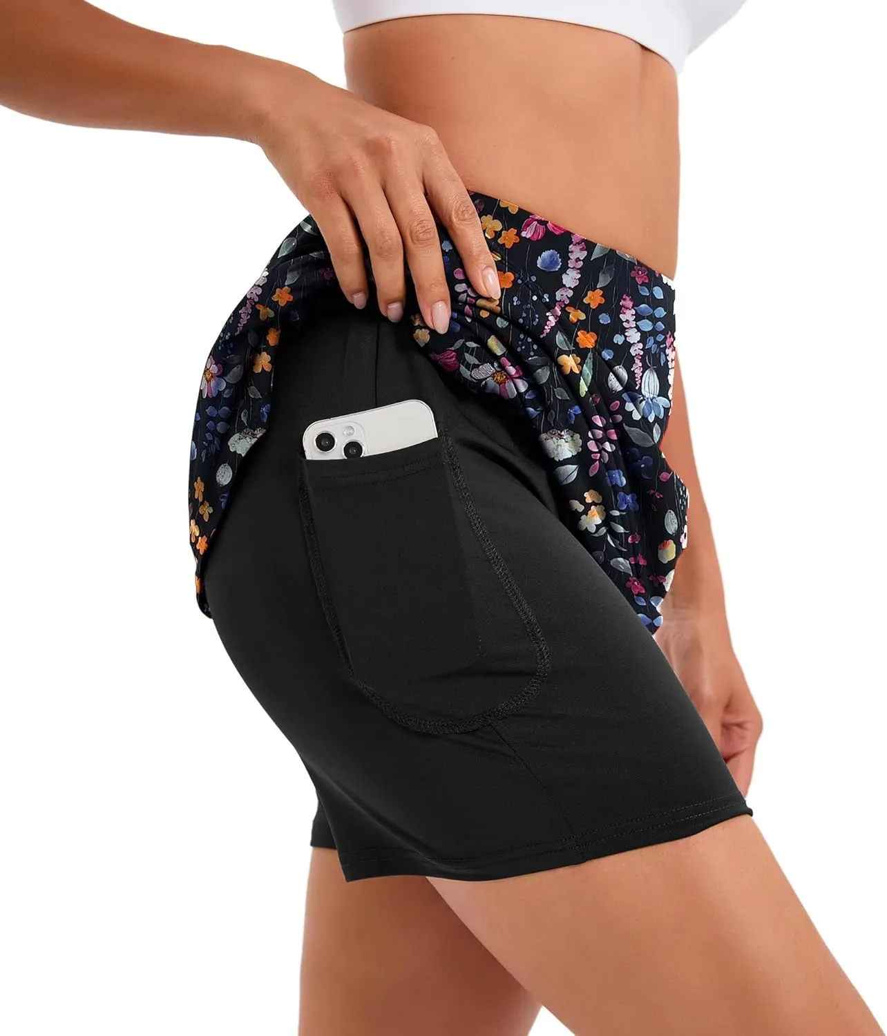 Jhsnjnr Women's Tennis Skirt Casual Knee Length Golf Skirts with Pockets Workout Athletic Skort