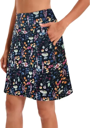 Jhsnjnr Women's Tennis Skirt Casual Knee Length Golf Skirts with Pockets Workout Athletic Skort