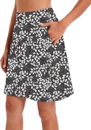 Jhsnjnr Women's Tennis Skirt Casual Knee Length Golf Skirts with Pockets Workout Athletic Skort