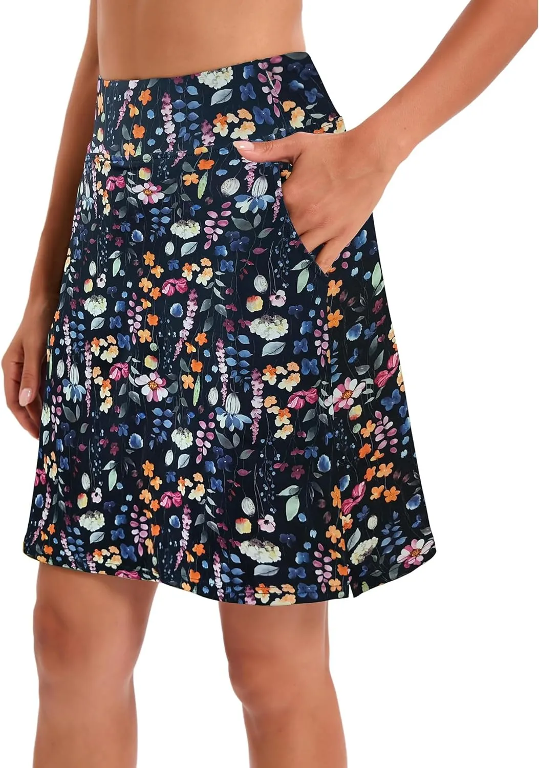 Jhsnjnr Women's Tennis Skirt Casual Knee Length Golf Skirts with Pockets Workout Athletic Skort
