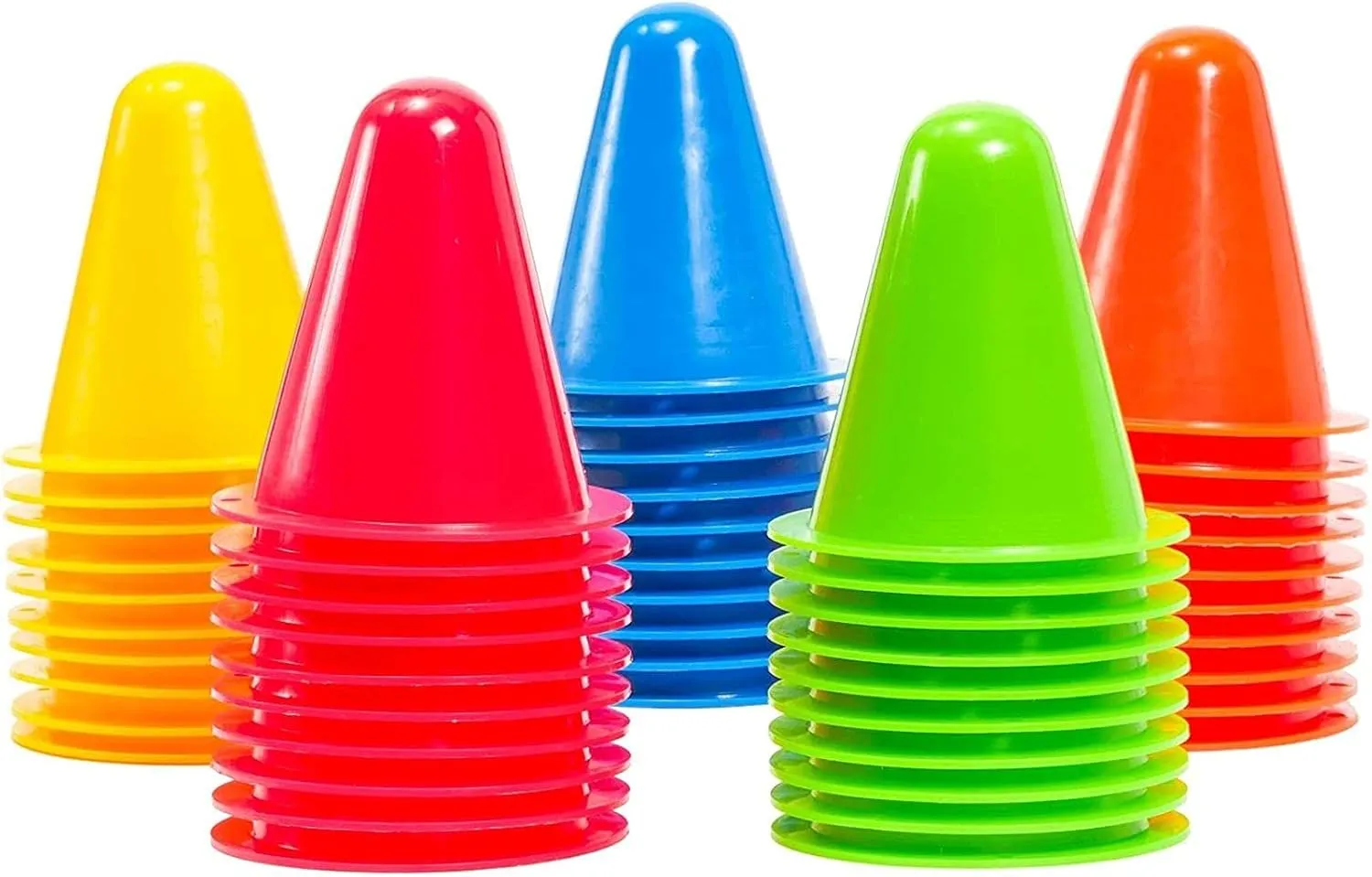Juvale 50 Pack Mini Cones for Classroom, Traffic Cones, Sports Cones for Soccer, Basketball, Football, Agility, and Footwork Training, Indoor and Outdoor