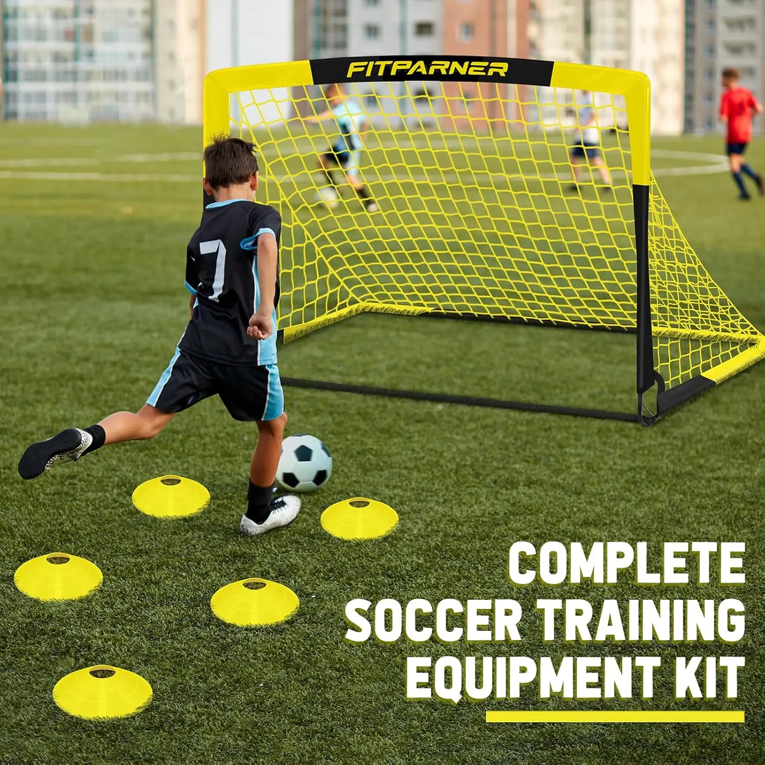 Kids Soccer Goals for Backyard Set - 2 Set of 5X3.6 ft Portable Soccer Nets for Kids Age 3-14,Complete Training Equipment Kit with Ball,Cones for Toddler Youth Outdoor Game