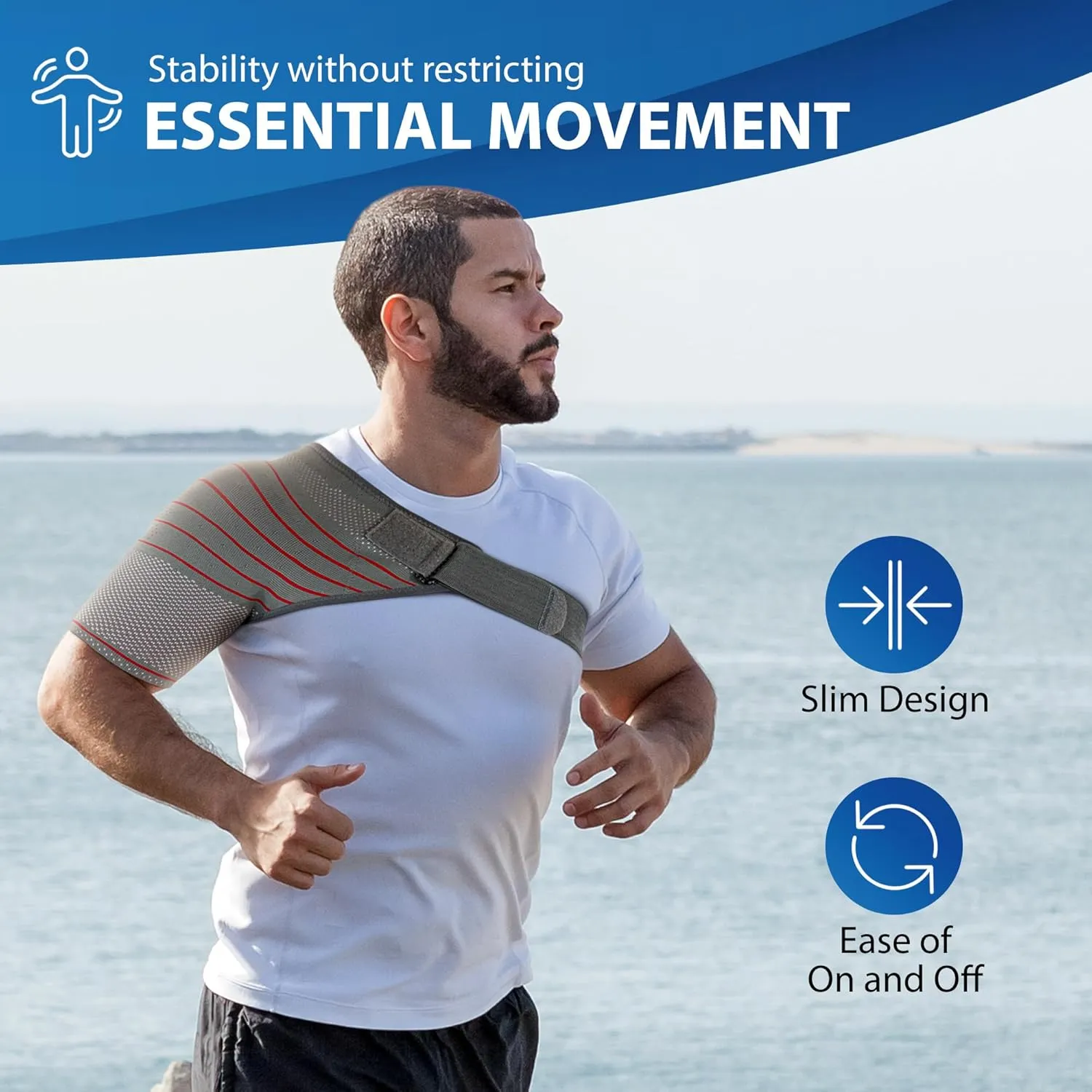 ORTONYX Shoulder Stability Brace Compression Sleeve for Rotator Cuff Support, Injury Prevention, Dislocated AC Joint, Labrum Tear, Frozen Shoulder Pain, Sprain, Soreness, Bursitis/M