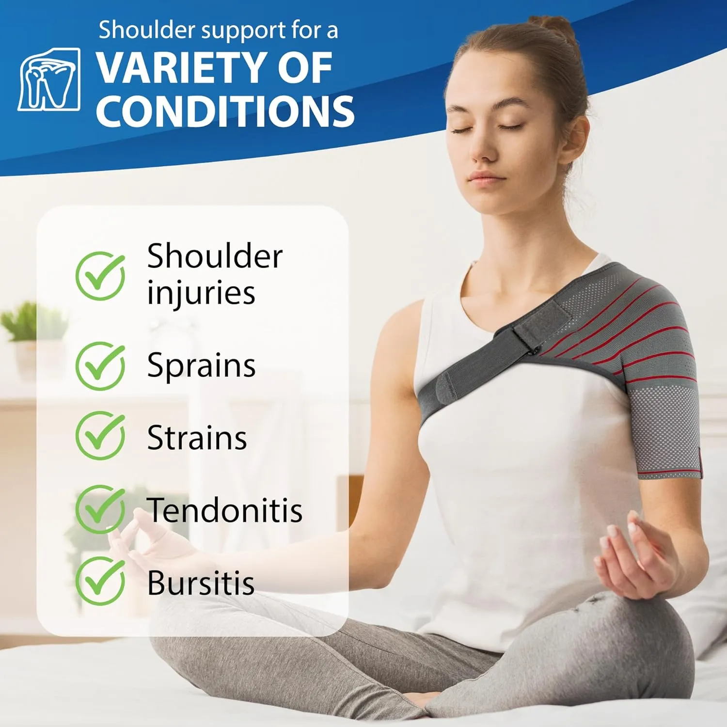 ORTONYX Shoulder Stability Brace Compression Sleeve for Rotator Cuff Support, Injury Prevention, Dislocated AC Joint, Labrum Tear, Frozen Shoulder Pain, Sprain, Soreness, Bursitis/M