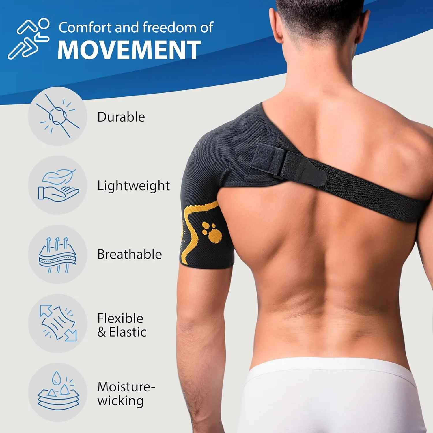 ORTONYX Shoulder Stability Brace Compression Sleeve for Rotator Cuff Support, Injury Prevention, Dislocated AC Joint, Labrum Tear, Frozen Shoulder Pain, Sprain, Soreness, Bursitis/S