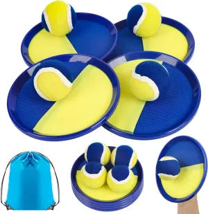 Outside Toys Games Toss and Catch Ball Set Playground Balls with 4 Paddles and 4 Balls for 3 4 5 6 7 8 Years Old Boys Girl Kids Birthday Gifts