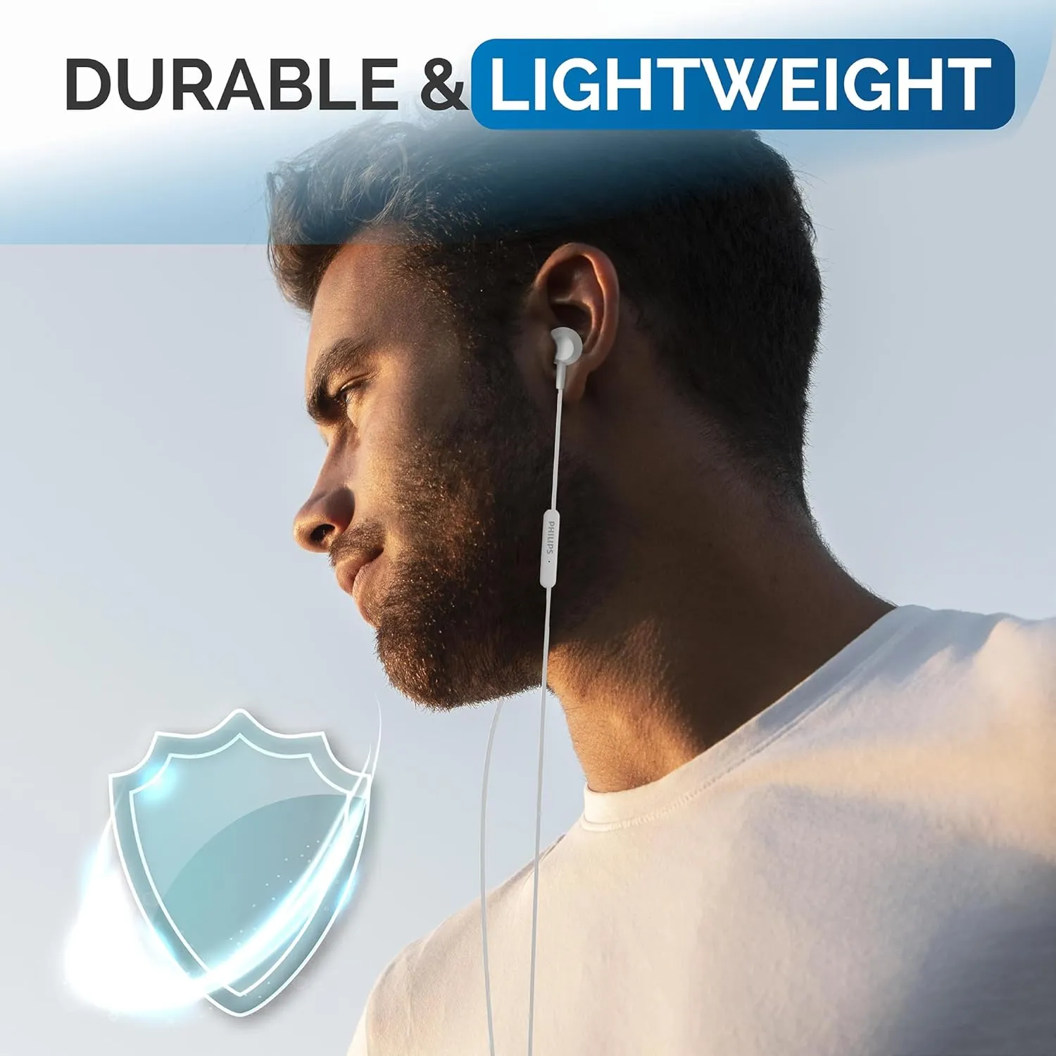 Philips USB C Earbuds Wired with Microphone, in Ear Type C Headphones with mic, Powerful Bass, Lightweight, USB-C Wired Earphones, 3-Button in-line Remote Ear Buds (White)