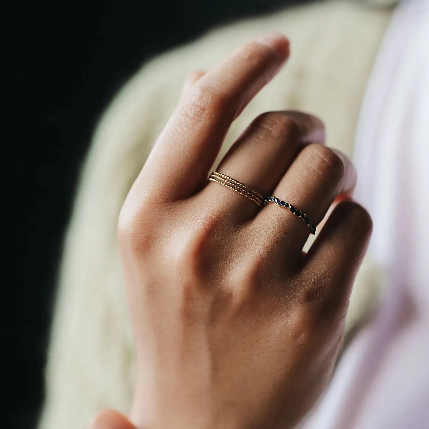 reverie band - 14k yellow gold, blue sapphire
