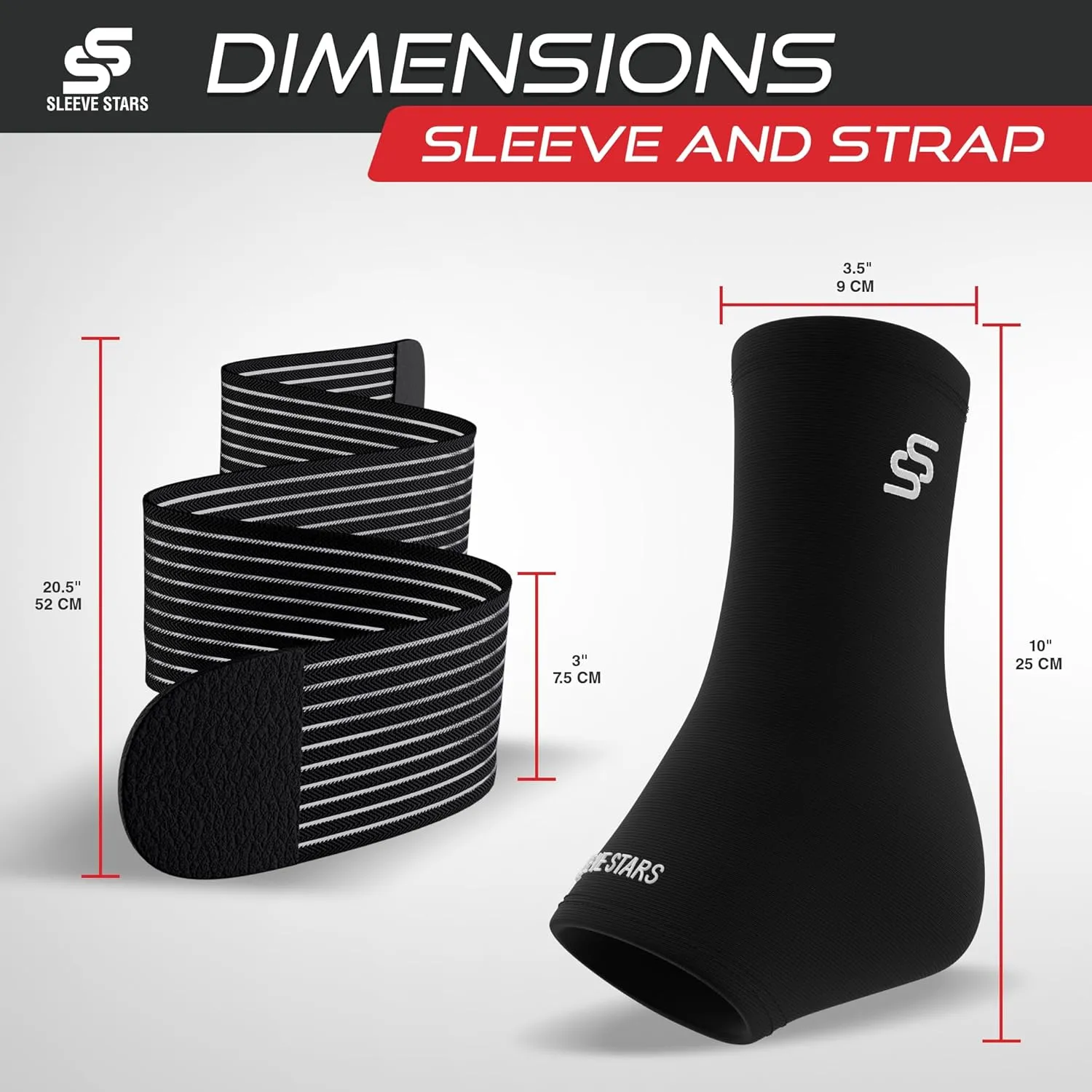 Sleeve Stars Ankle Brace for Sprained Ankle, Plantar Fasciitis Relief Ankle Support for Women, Ankle Compression Sleeve w/ Strap (Pair/Black)