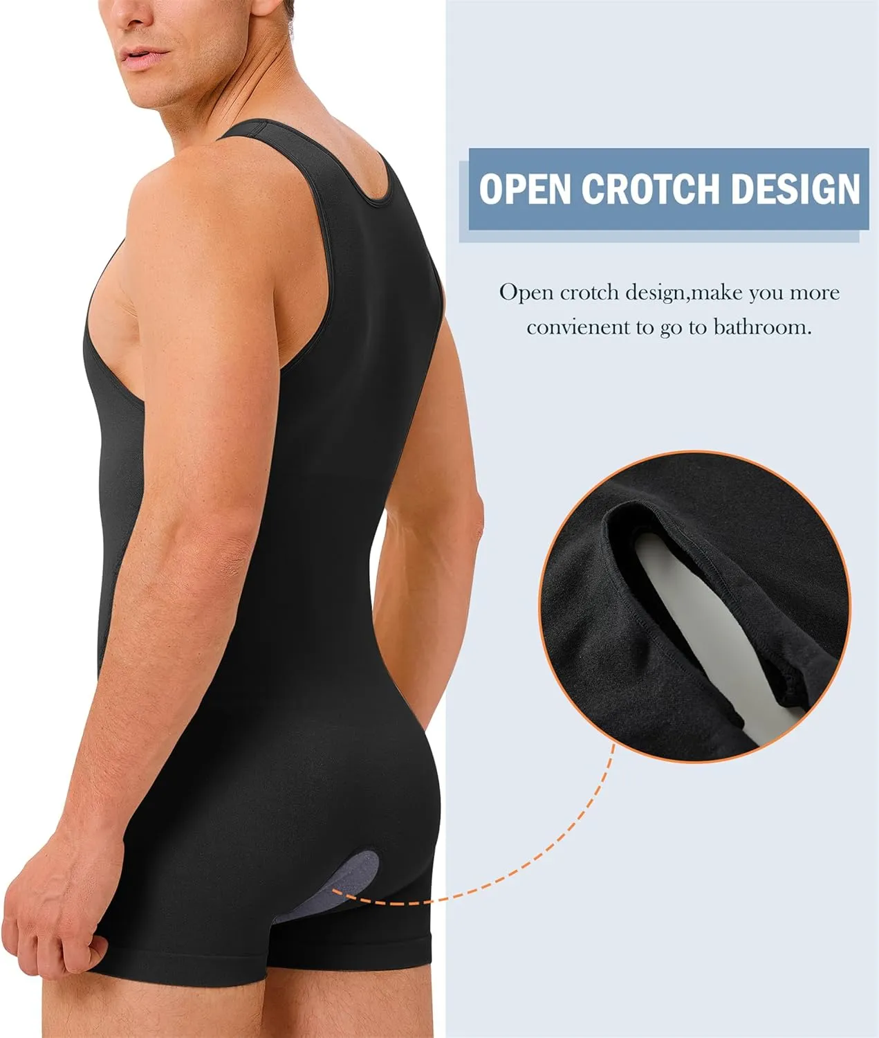 TAILONG Mens Full Body Shaper Slimming Shirt Tummy Control Shapewear Sleeveless Compression Bodysuit Fajas Para Hombres