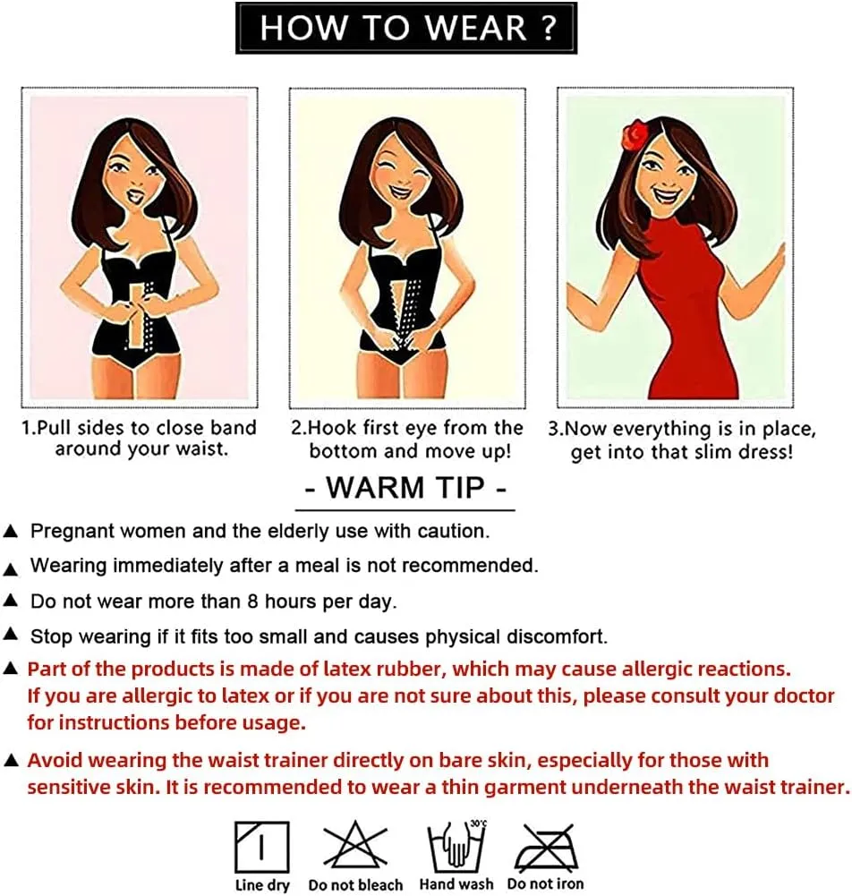 YIANNA Waist Trainer for Women Latex Underbust Tummy Control Waist Cincher Corset Hourglass Body Shaper Zipper and Hooks